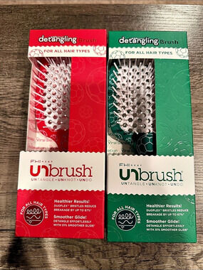 Unbrush Detangling Brush Set Red & Green NWT